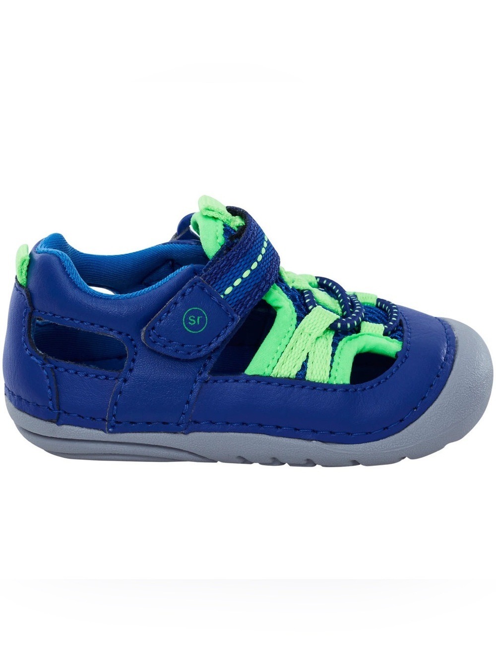 Stride Rite Blue with Neon Green Trim Closed-Toe Sandal